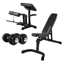 Banco De Musculación Darwin FB90 Y 2 Mancuernas De 15 Kg - Fitshop